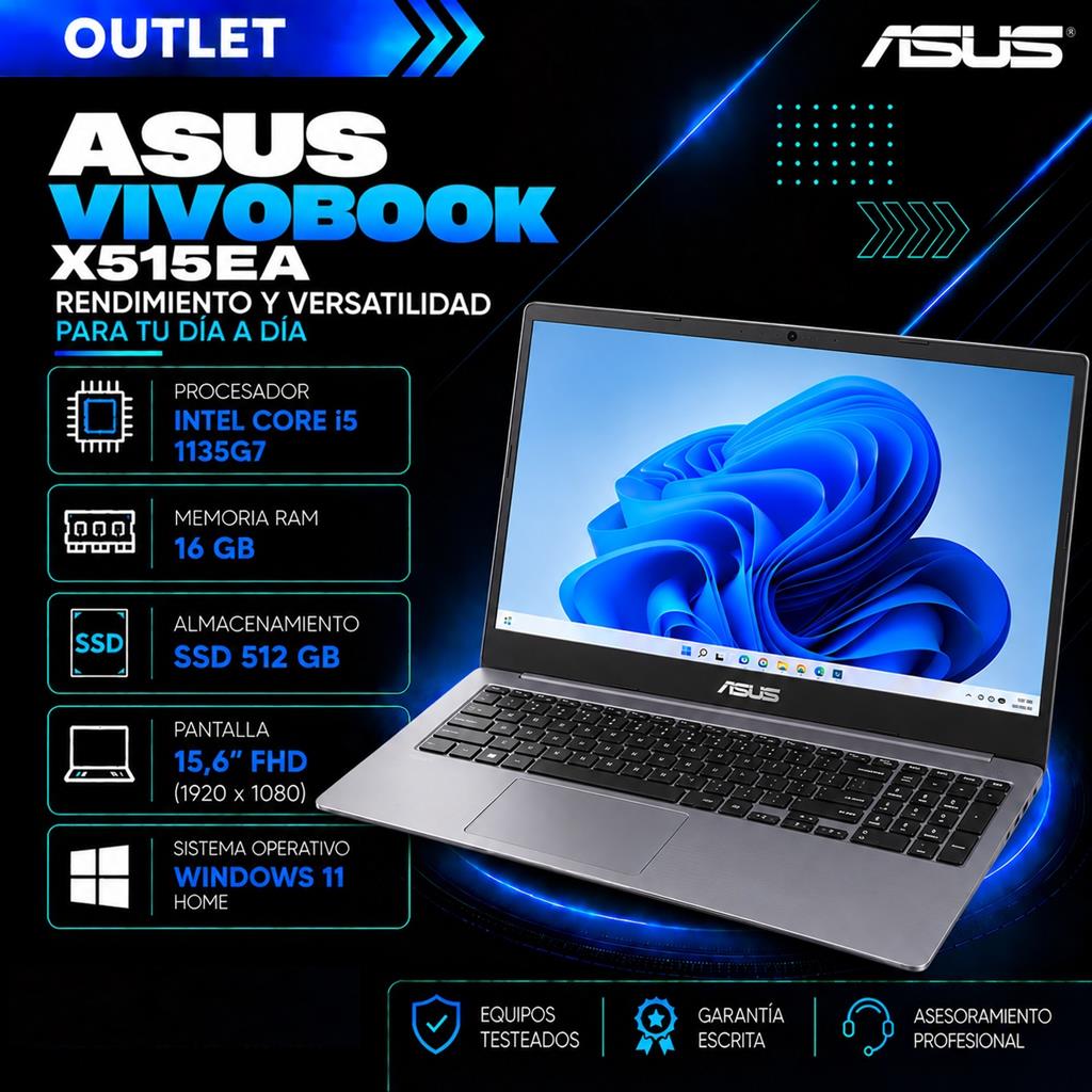 ASUS VivoBook X515EA Intel Core i5-1135G7 16GB RAM 512GB SSD Pantalla 15,6" Full HD
