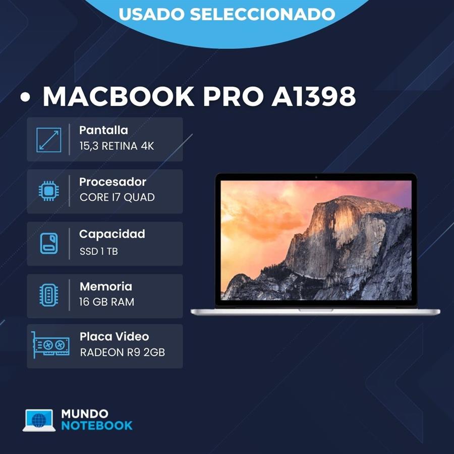 Macbook pro a1398 Intel core i7 15 pulgadas retina 4k