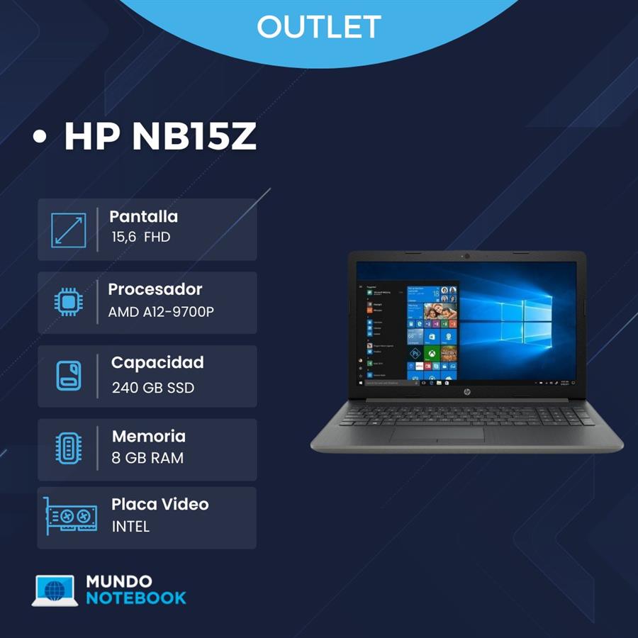 HP 15Z AMD A12-9700P 8GB RAM 256GB SSD Pantalla Táctil 15,6" HD