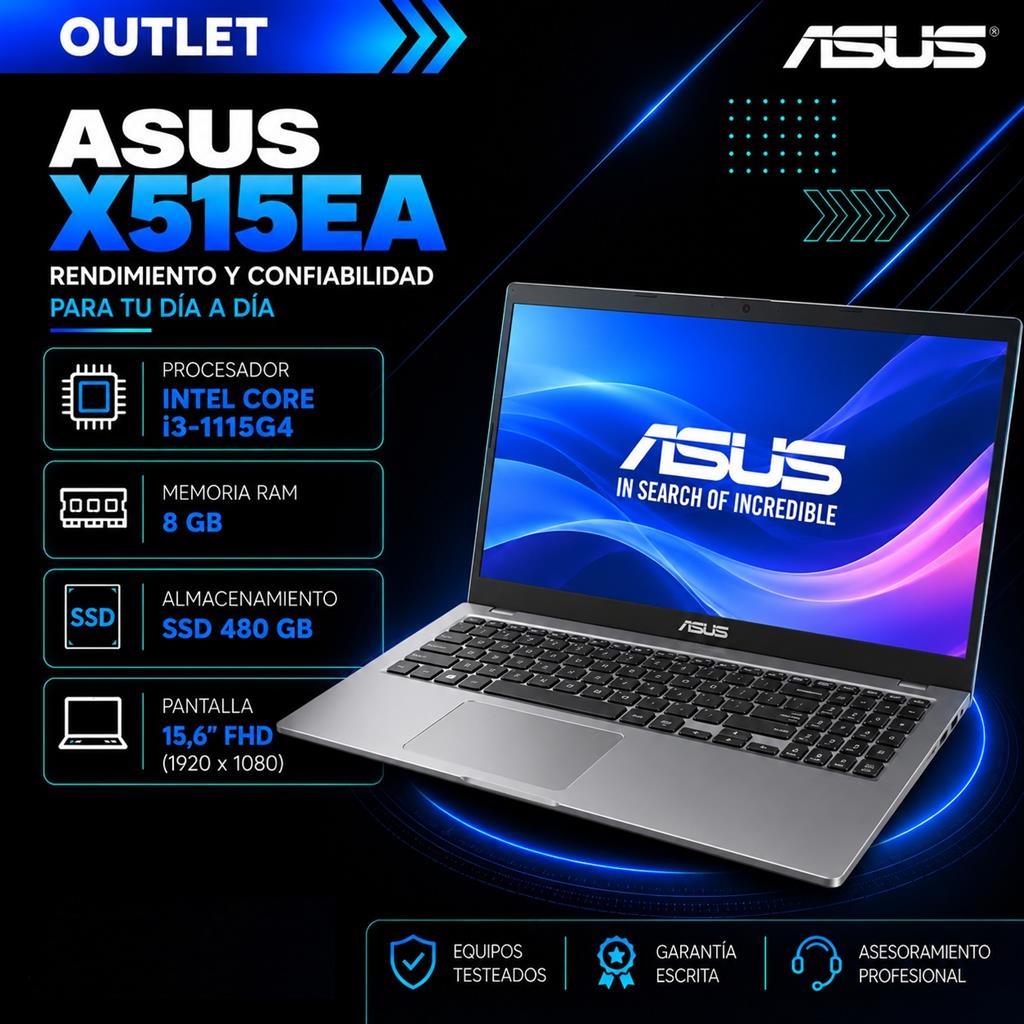 ASUS X515EA Intel Core i3-1115G4 8GB RAM 480GB SSD Pantalla 15,6" Full HD