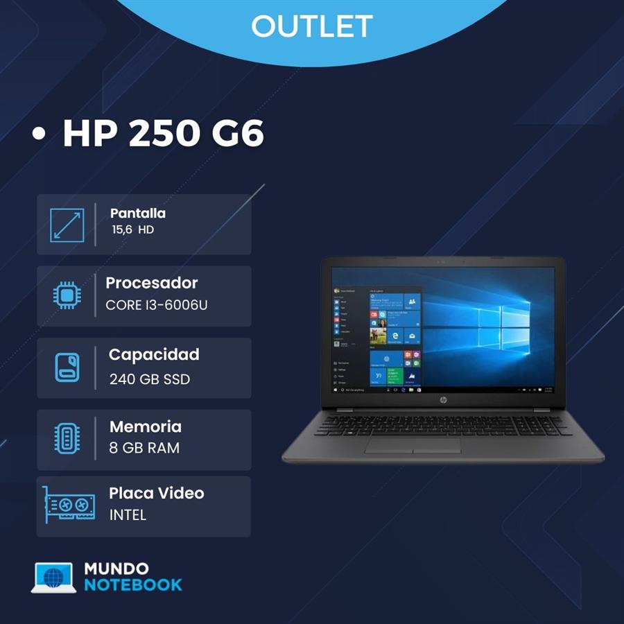 HP 250 G6 Intel Core i3-6006U 8GB RAM 240GB SSD Pantalla 15,6" HD