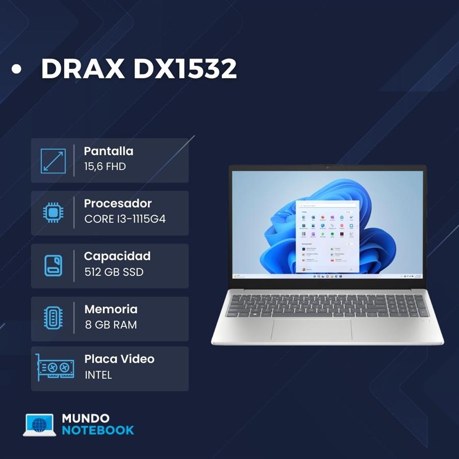 NOTEBOOK DRAX DX1532 Intel core i3 11va 512 gb ssd