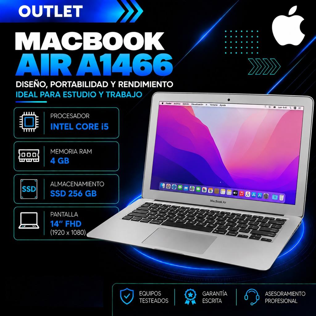 MacBook Air A1466 Intel Core i5 4GB RAM 256GB SSD Pantalla 13,3"