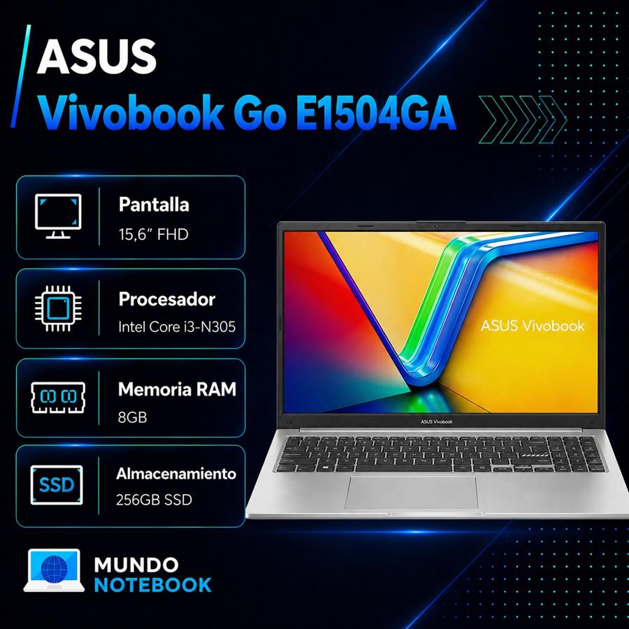 ASUS Vivobook Go E1504GA Intel Core i3-N305 8GB RAM 256GB SSD Pantalla 15,6" FHD