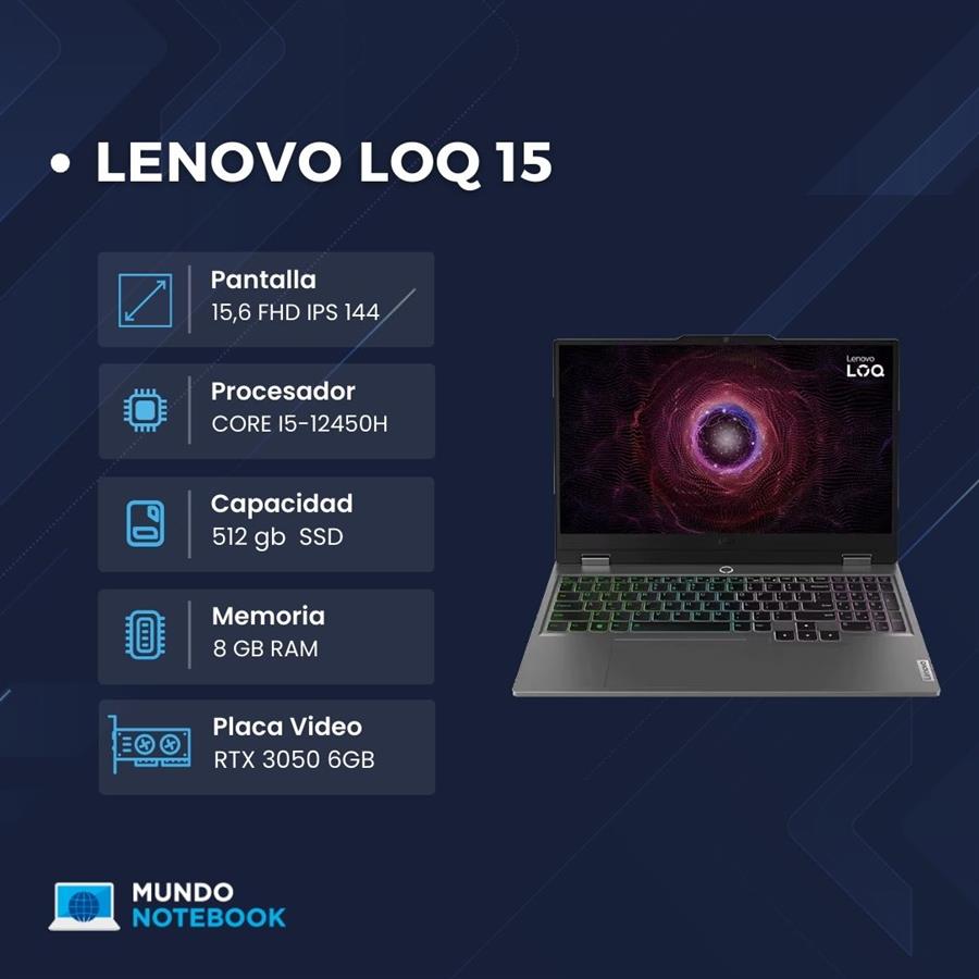 Lenovo LOQ 15,6" Intel Core i5-12450HX 8GB RAM 512GB SSD RTX 3050