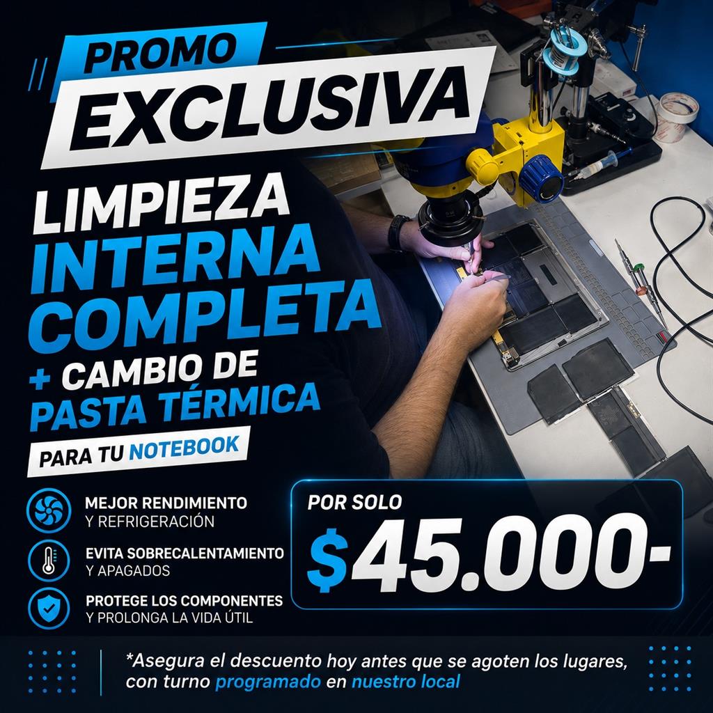 🔥 Promo Web | Limpieza Interna Completa + Cambio de Pasta Térmica