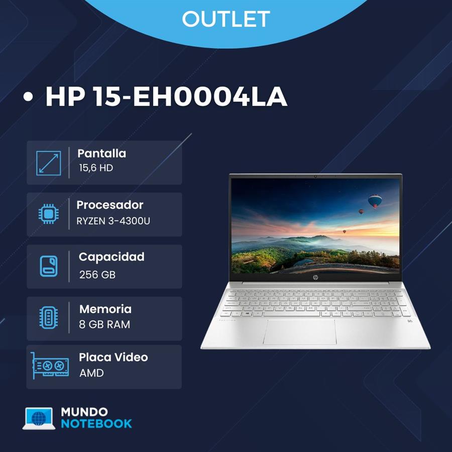 HP 15-EH0004LA Ryzen 3 4300U 8GB RAM 256GB SSD Pantalla 15,6" HD