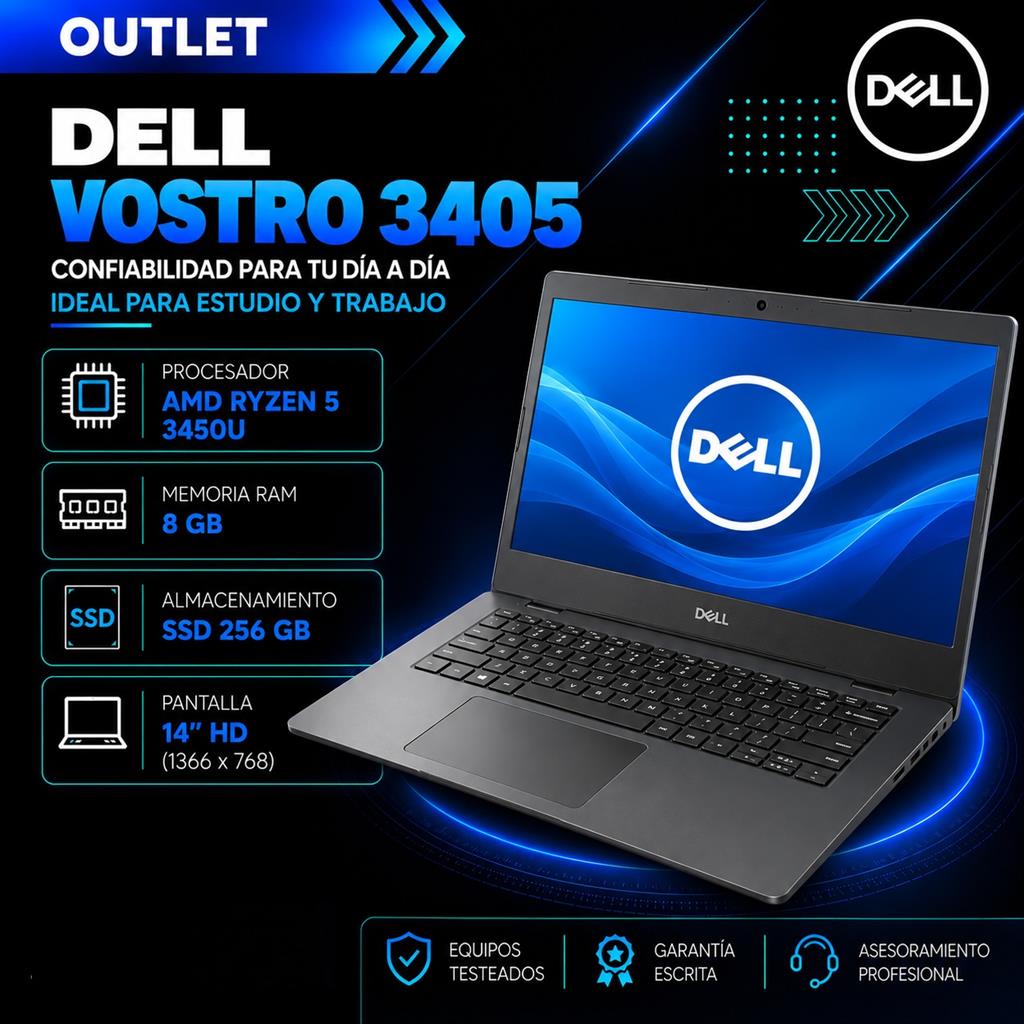 Dell Vostro 3405 Ryzen 5 3450U 8GB RAM 256GB SSD Pantalla 14" HD Windows 11