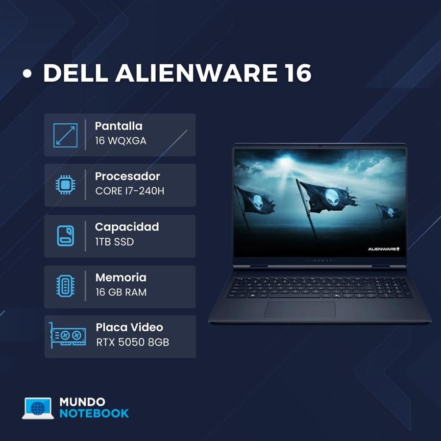 Dell Alienware Aurora 16 i7 16GB RAM 1TB SSD RTX 5050 8GB Pantalla 16" FHD Gaming