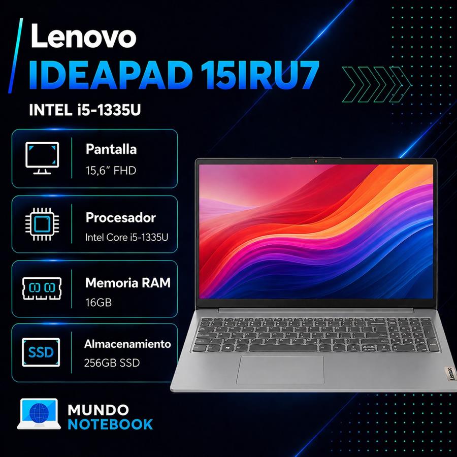 Lenovo IdeaPad 15IRU7 i5-1335U 16GB RAM 256GB SSD Pantalla 15,6" FHD