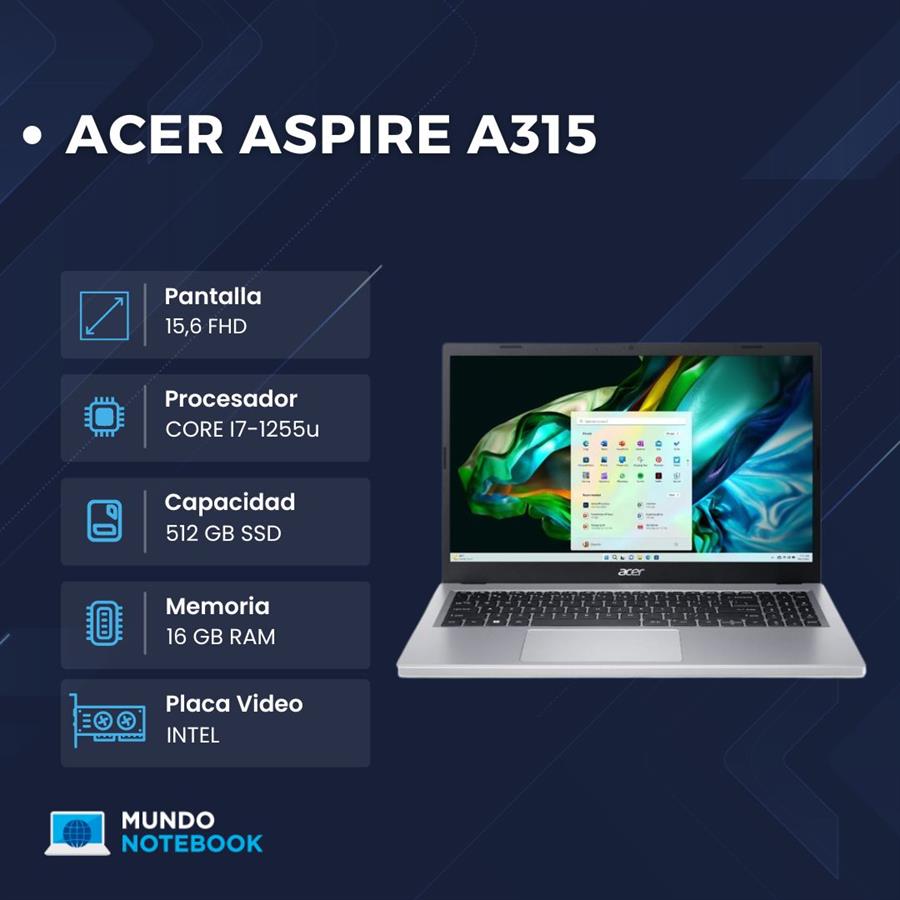 ACER ASPIRE A315 Intel core i7 12va