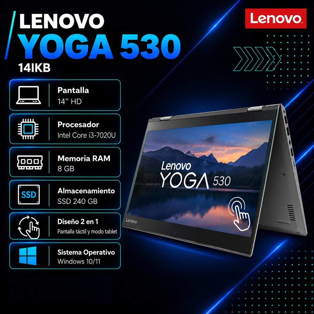 Lenovo Yoga 530-14IKB Intel Core i3-7020U 8GB RAM 240GB SSD 14" HD Touch 360°