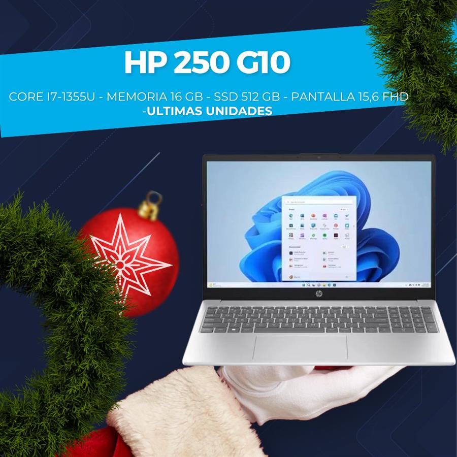 HP 250 G10 Intel Core i7-1355U 16GB RAM 512GB SSD Pantalla 15,6" FHD  Silver