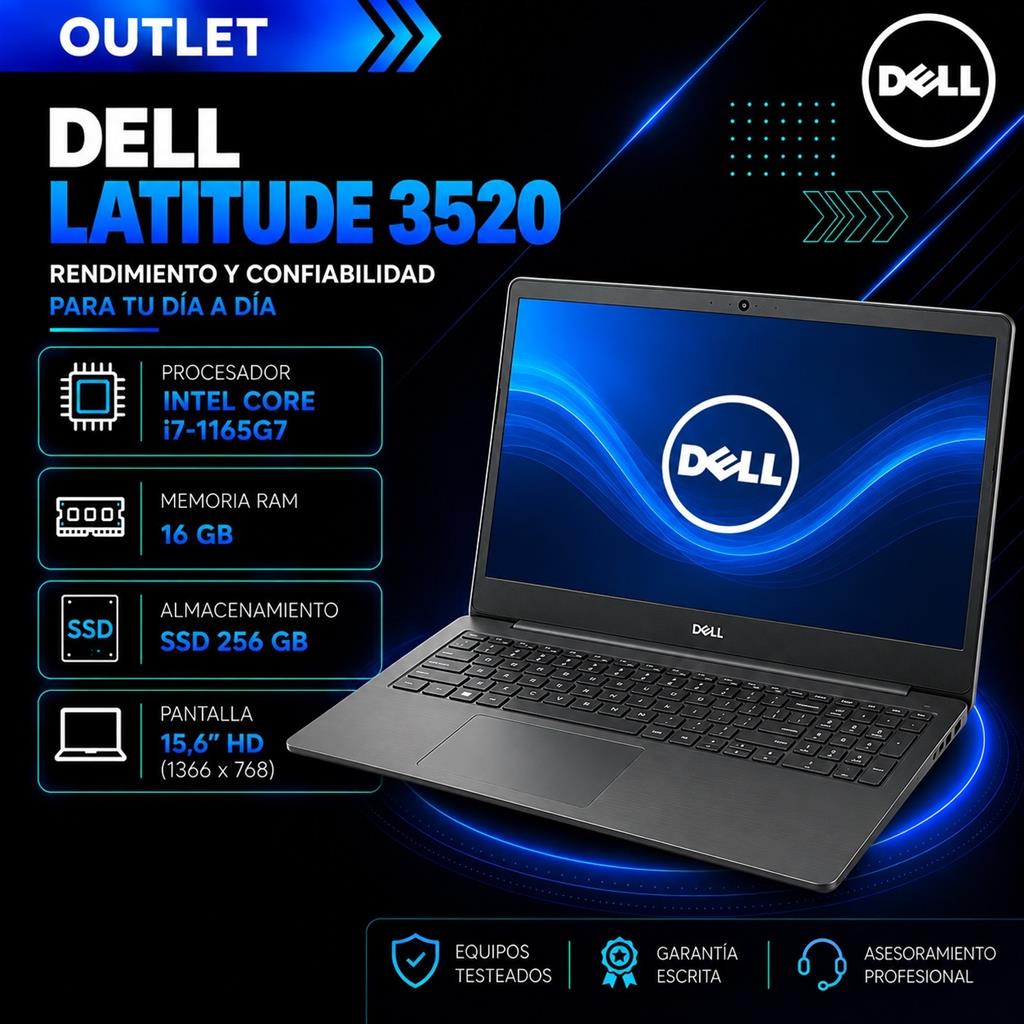 Dell Latitude 3520 Intel Core i7-1165G7 16GB RAM 256GB SSD Pantalla 15,6" HD