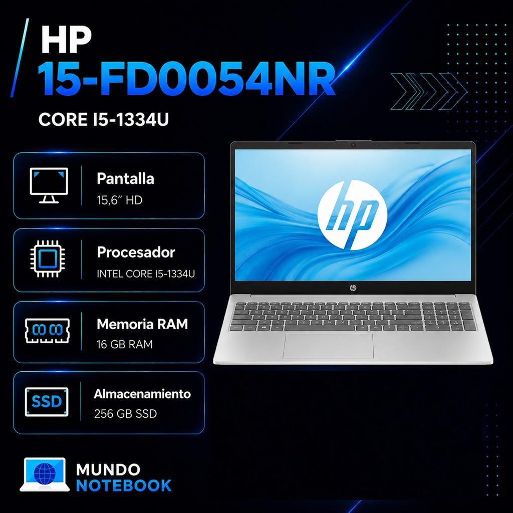 HP 15-FD0054NR Intel Core i5-1334U 16GB RAM 256GB SSD Pantalla 15,6" HD