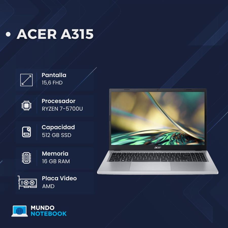 ACER ASPIRE 3 A315 Ryzen 7 16 gb ram