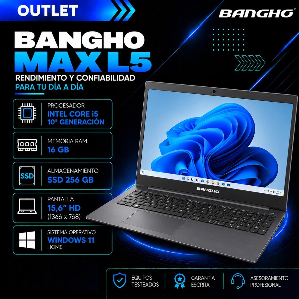 Banghó Max L5 Intel Core i5 10ª Gen 16GB RAM 256GB SSD Pantalla 15,6" HD