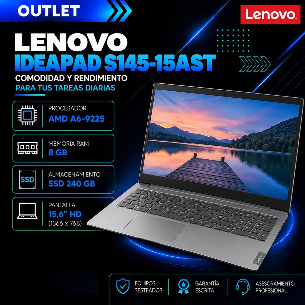 Lenovo IdeaPad S145-15AST AMD A6-9225 8GB RAM 240GB SSD Pantalla 15,6" HD