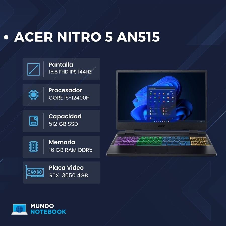 ACER NITRO 5 AN515 Gamer / diseño