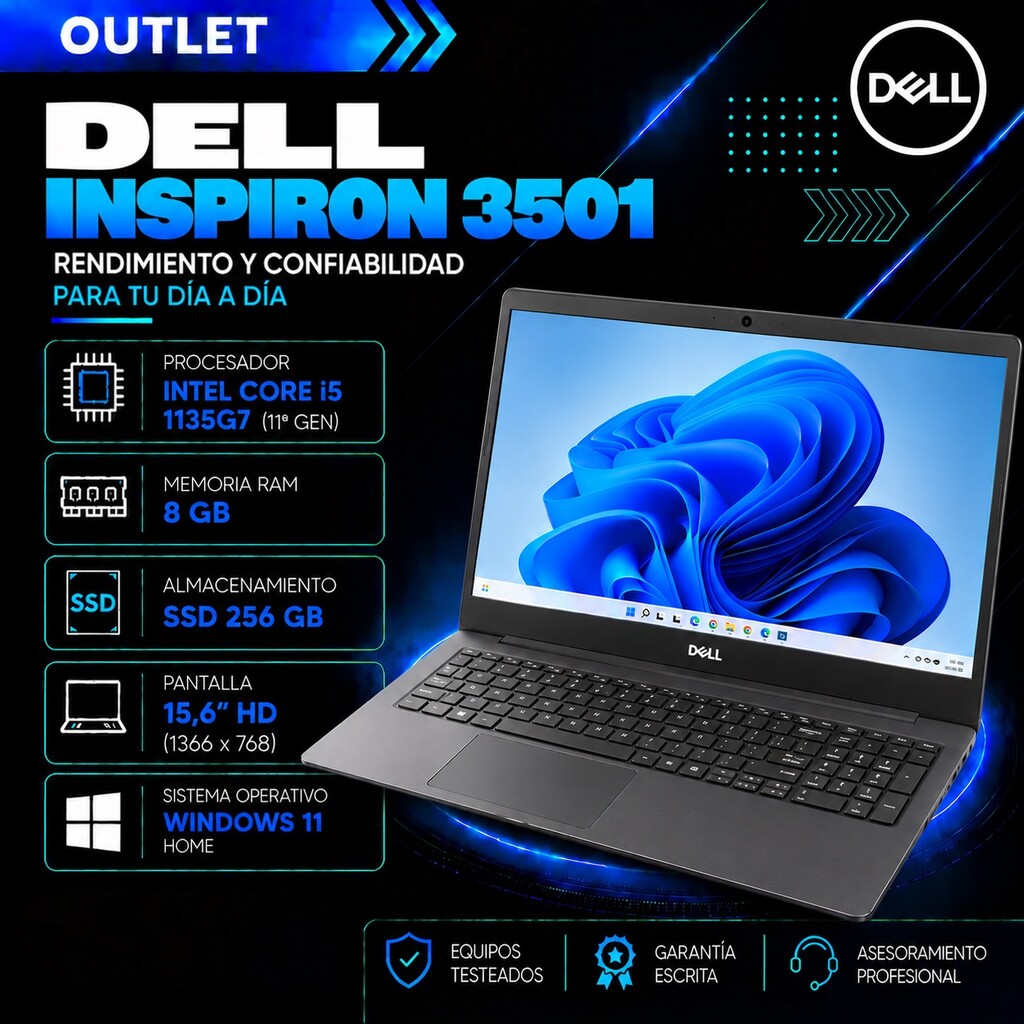 Dell Inspiron 3501 Core i5 11va Gen 8GB RAM SSD 256GB 15,6" Windows 11